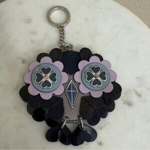 Women’s KATE SPADE Leather navy purple Key Chain fob Owl NightCap